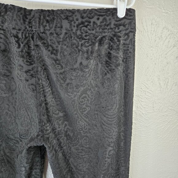 Free People Flare Pants M Black Velvet Burnout Whimsygoth Pull On Bell Bottom - Picture 11 of 12